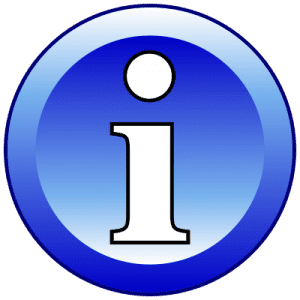 a blue circle with the letter i in it.
