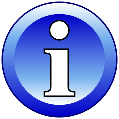 a blue circle with the letter i in it.